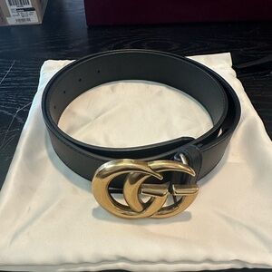 Authentic Gucci GG Marmont Wide Belt in Black